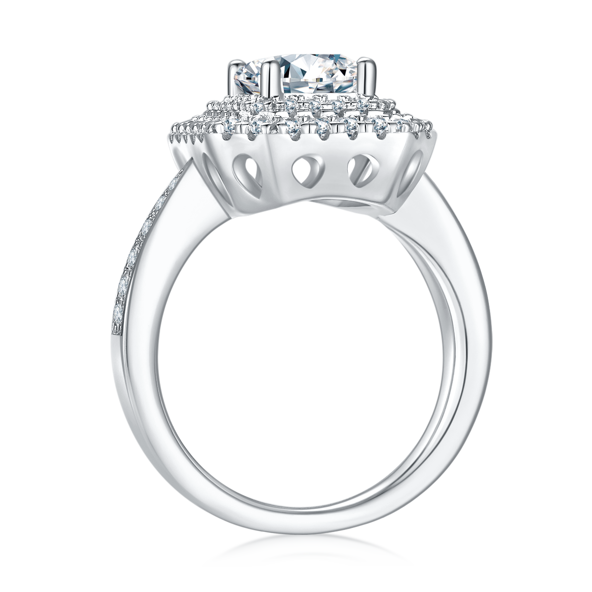 Exquisite rectangular S925 silver plated white gold moissanite diamond women's ring 2.0 carats D-grade